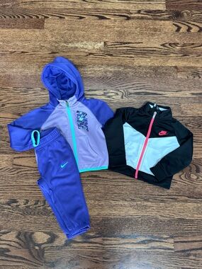 Nike Kids Purple and Black Athletic Jacket & Pants Set